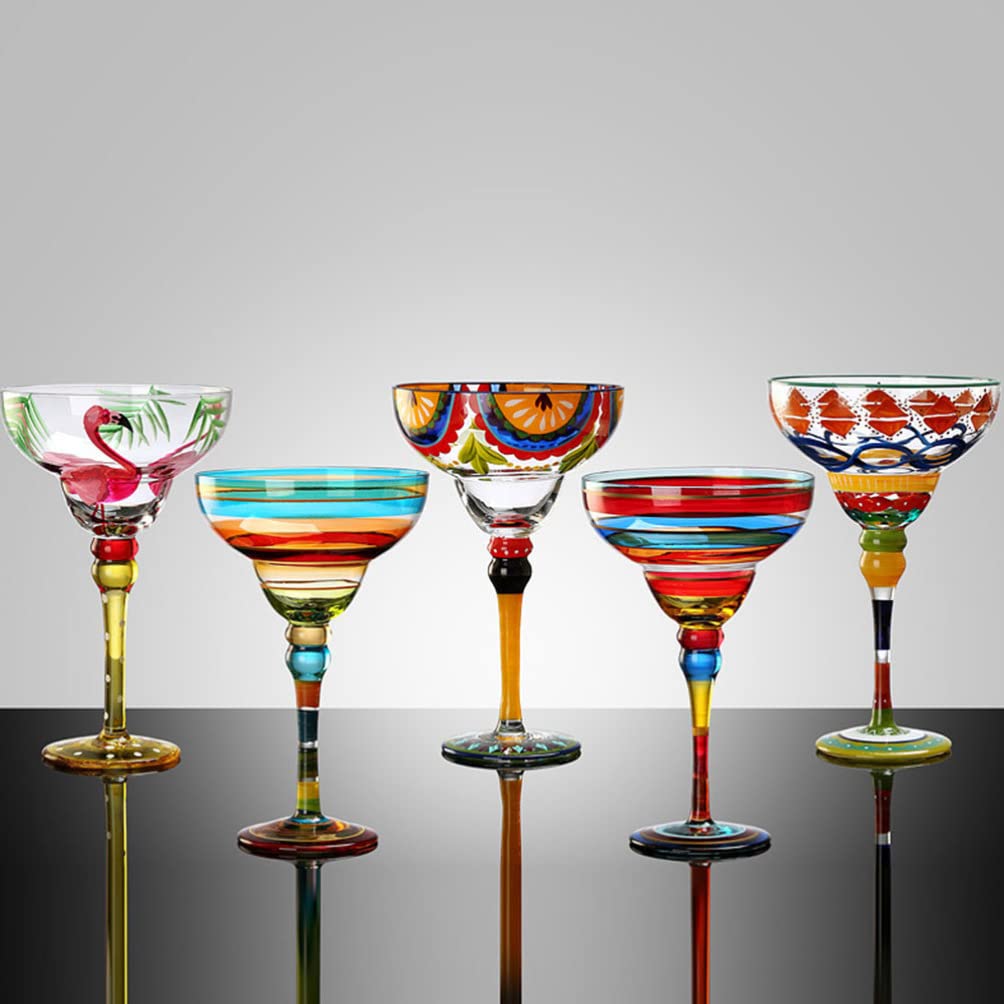 Luxshiny Flamingo Cocktail Glass Crystal Martini Wine Glasses Hand Painted Margarita Decorative Glass Goblet Wedding Party Glassware Gifts