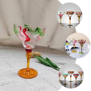 Luxshiny Flamingo Cocktail Glass Crystal Martini Wine Glasses Hand Painted Margarita Decorative Glass Goblet Wedding Party Glassware Gifts