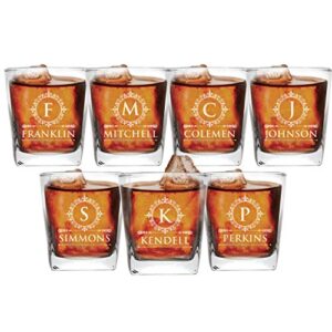 set of 1, 2, 3, and more custom etched whiskey square rocks glasses for wedding party - personalized gift for groom, groomsman - contemporary style (7)