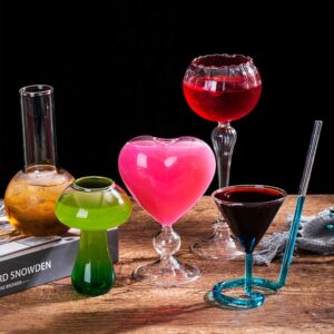 Kelendle 8 Oz Martini Glasses Cocktail Glass Heart Shape Design Clear Bar Glasses Home Parties Celebrations for Drinking Martinis Manhattans Vodka Gin and Cocktails