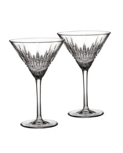 waterford crystal lismore diamond martini glasses, pair