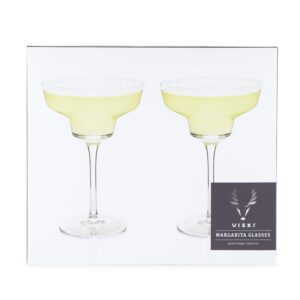 Viski Raye Angled Stemmed Margarita Glasses, Premium Crystal Margarita Cocktail glasses, Cocktail Bar Accessories, Perfect Cocktail Gift, Set of 2, 12oz