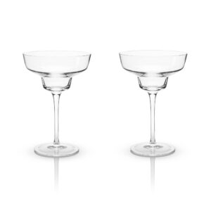 Viski Raye Angled Stemmed Margarita Glasses, Premium Crystal Margarita Cocktail glasses, Cocktail Bar Accessories, Perfect Cocktail Gift, Set of 2, 12oz