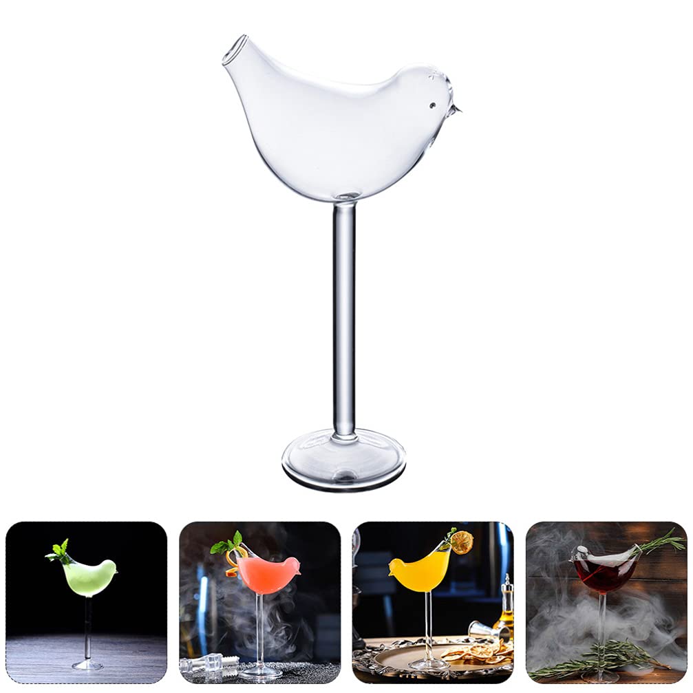 Hemoton 4Pcs Cocktail Glass, 5 OZ Clear Wine Glasses, Bird Glasses Drinking Bird Shaped Cocktail Wine Glass, Unique Champagne Coupe Glass Martini Goblet Cups, for Christmas and New Year Decor