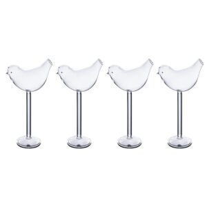 Hemoton 4Pcs Cocktail Glass, 5 OZ Clear Wine Glasses, Bird Glasses Drinking Bird Shaped Cocktail Wine Glass, Unique Champagne Coupe Glass Martini Goblet Cups, for Christmas and New Year Decor