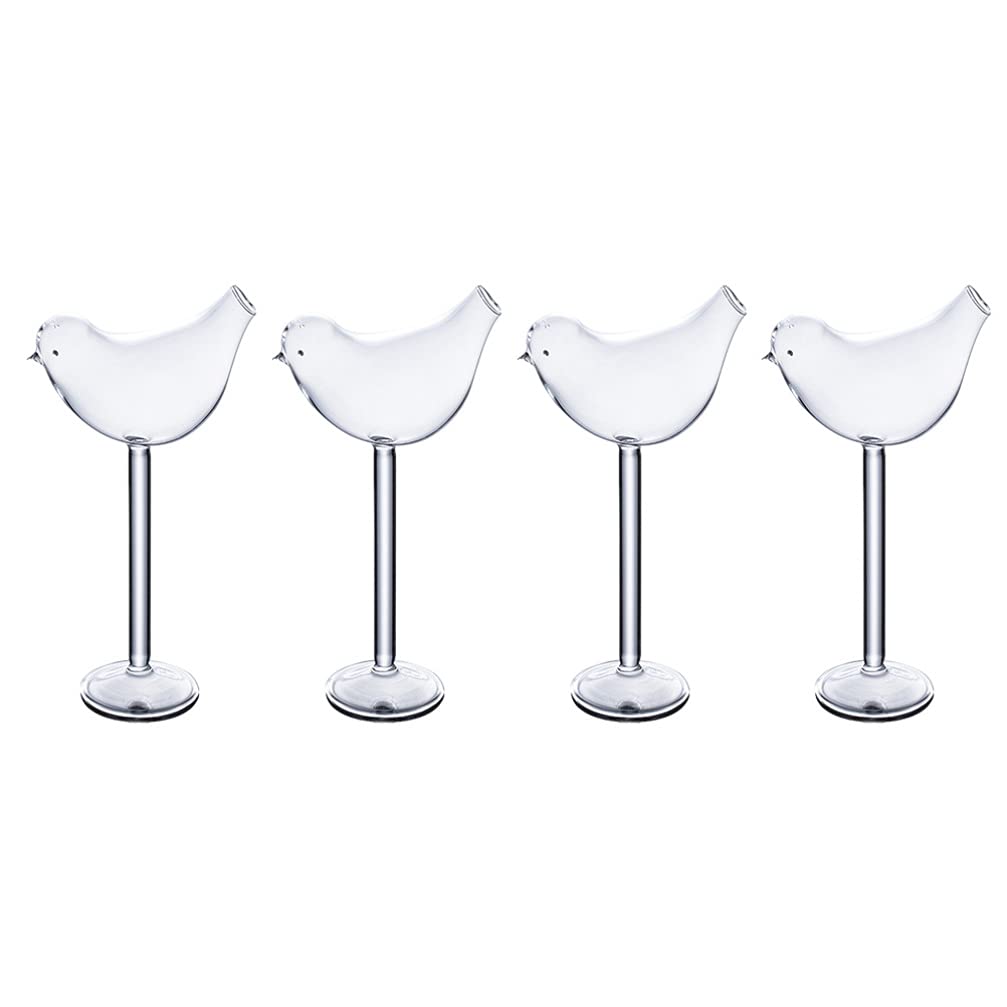 Hemoton 4Pcs Cocktail Glass, 5 OZ Clear Wine Glasses, Bird Glasses Drinking Bird Shaped Cocktail Wine Glass, Unique Champagne Coupe Glass Martini Goblet Cups, for Christmas and New Year Decor