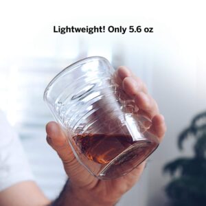 Aged & Ore - The Duo Glass | Hand Blown Double Walled Whiskey Glass Gift Set with Free Silicone Ice Molds | Integrated Measuring Lines for the Perfect Cocktail | Durable Modern Tumbler | Set of 4