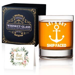 agmdesign, funny lets get ship faced whiskey glasses, nautical gift, nautical gifts for boaters, birthday gift for sailor