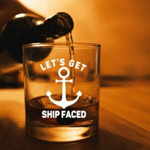 AGMdesign, Funny Lets Get Ship Faced Whiskey Glasses, Nautical gift, Nautical Gifts for Boaters, Birthday Gift for Sailor