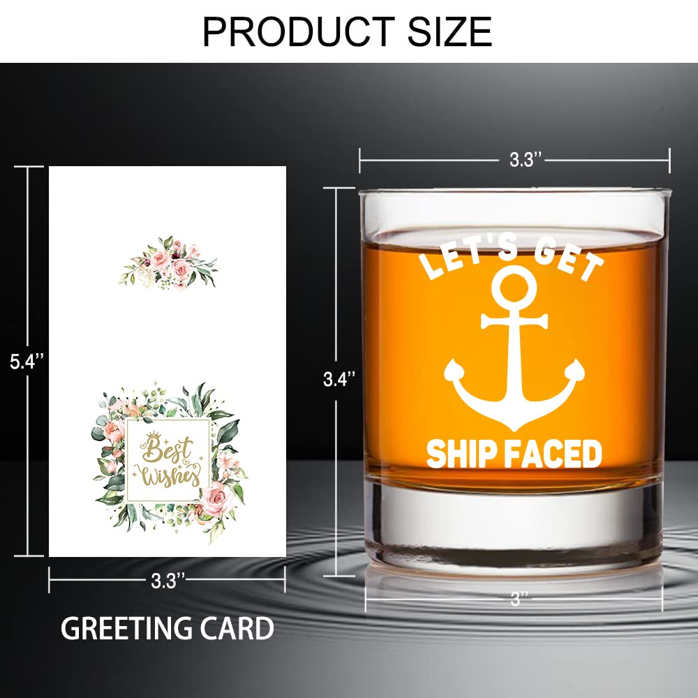 AGMdesign, Funny Lets Get Ship Faced Whiskey Glasses, Nautical gift, Nautical Gifts for Boaters, Birthday Gift for Sailor