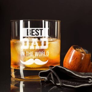 NICKANE Whiskey Glass 11oz - Old Fashioned Glasses Gifts For Men | Best Dad In The World Funny Whisky Glasses | Christmas, Birthday, Father's Day Fun Gifts For Dad, From Daughter, Son