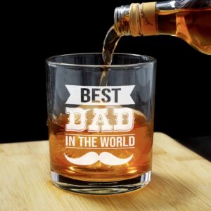 NICKANE Whiskey Glass 11oz - Old Fashioned Glasses Gifts For Men | Best Dad In The World Funny Whisky Glasses | Christmas, Birthday, Father's Day Fun Gifts For Dad, From Daughter, Son