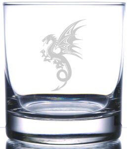 ie laserware"got inspired dragon" etched on 11 oz rocks glass