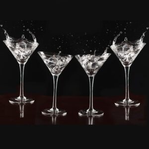 lemonsoda slanted martini glasses set of 4- crystal clear martini glass gift set- tall cosmo cocktail-hand blown bar glasses for cosmopolitan, margarita, manhattan, gimlet (set of 4)