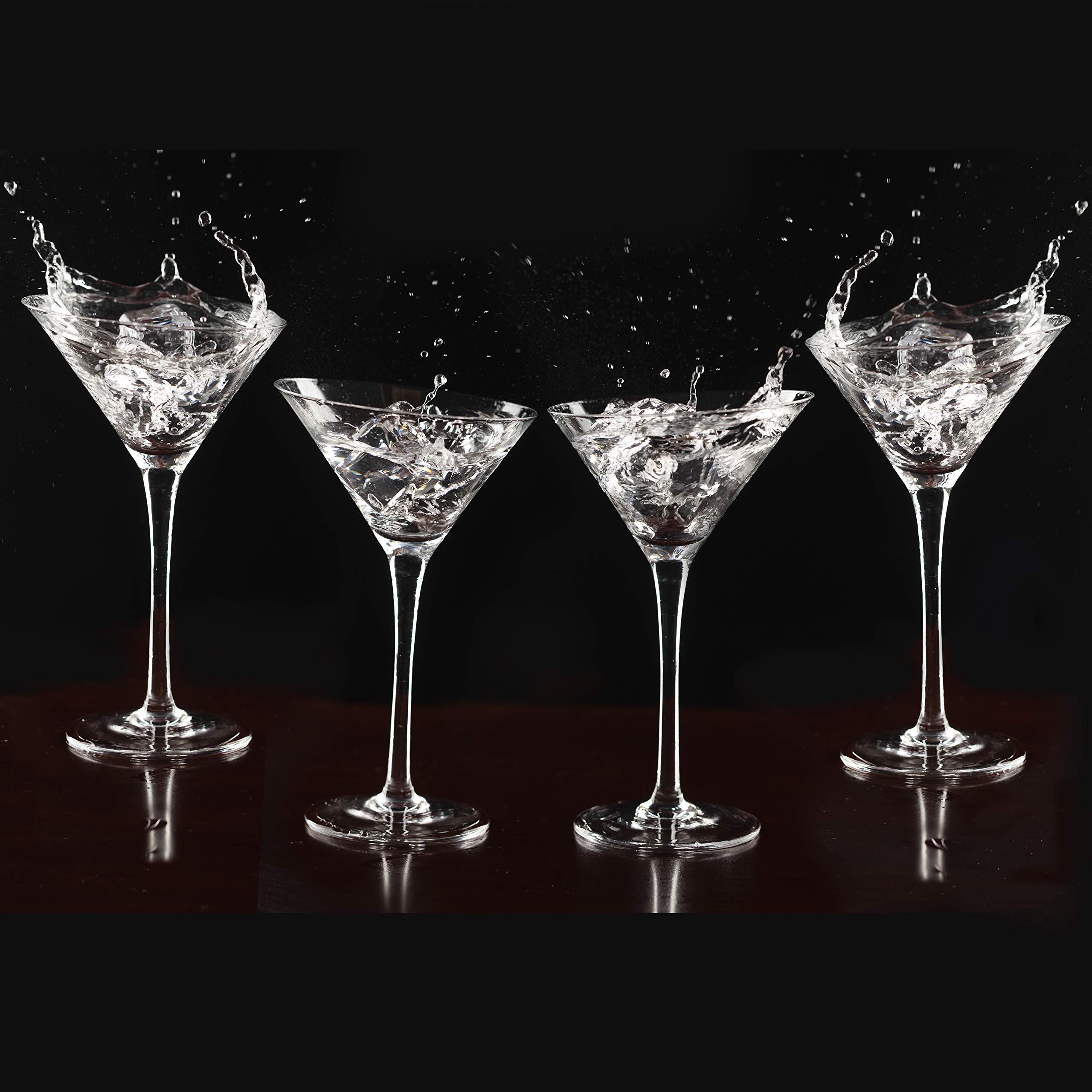 LEMONSODA Slanted Martini Glasses Set of 4- Crystal Clear Martini Glass Gift Set- Tall Cosmo Cocktail-Hand Blown Bar Glasses for Cosmopolitan, Margarita, Manhattan, Gimlet (Set of 4)