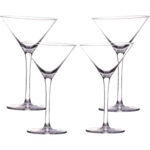 LEMONSODA Slanted Martini Glasses Set of 4- Crystal Clear Martini Glass Gift Set- Tall Cosmo Cocktail-Hand Blown Bar Glasses for Cosmopolitan, Margarita, Manhattan, Gimlet (Set of 4)