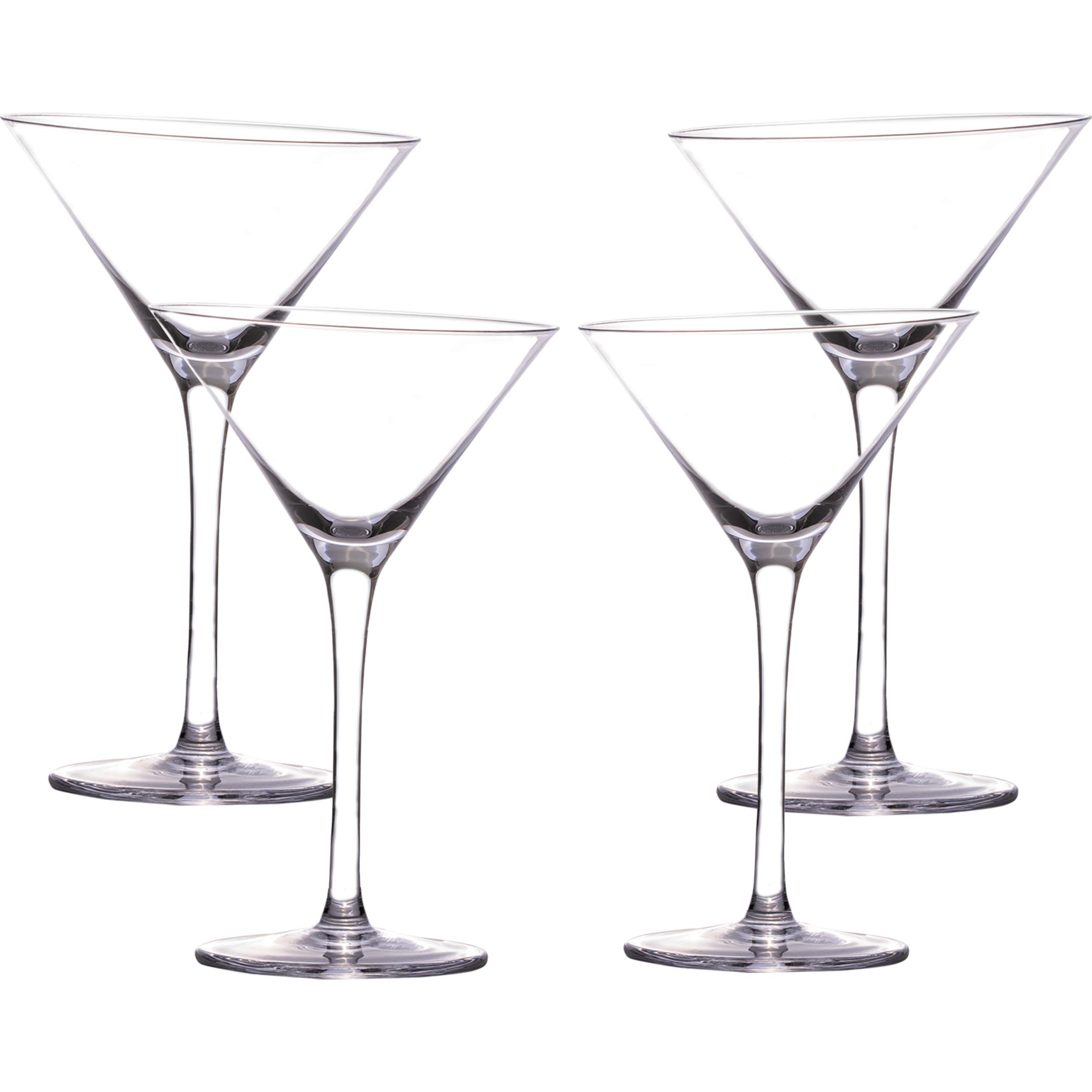 LEMONSODA Slanted Martini Glasses Set of 4- Crystal Clear Martini Glass Gift Set- Tall Cosmo Cocktail-Hand Blown Bar Glasses for Cosmopolitan, Margarita, Manhattan, Gimlet (Set of 4)