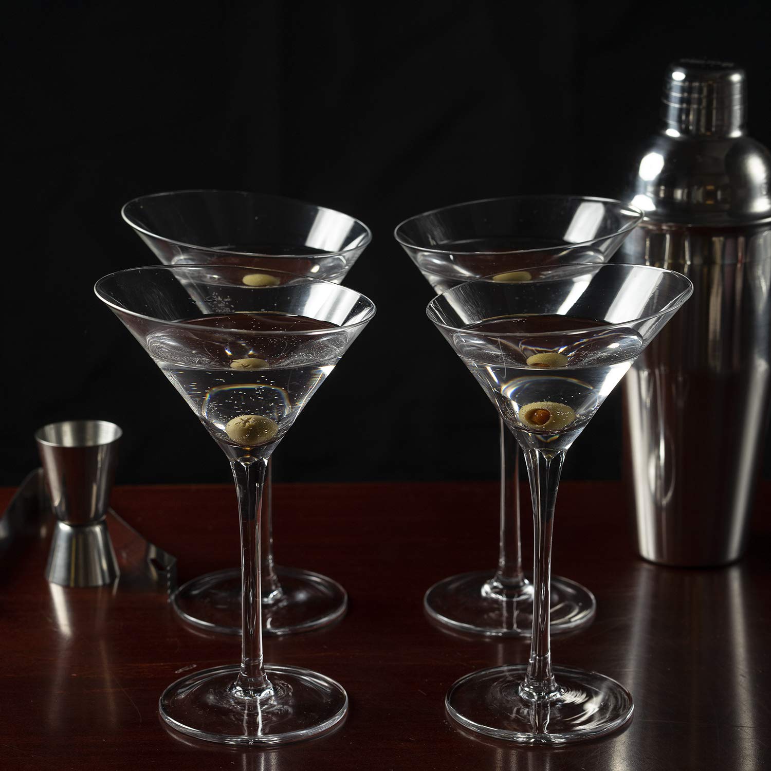 LEMONSODA Slanted Martini Glasses Set of 4- Crystal Clear Martini Glass Gift Set- Tall Cosmo Cocktail-Hand Blown Bar Glasses for Cosmopolitan, Margarita, Manhattan, Gimlet (Set of 4)