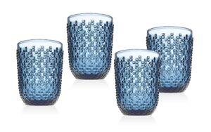 godinger double old fashioned glasses, beverage glass, glass cup – blue – set of 4