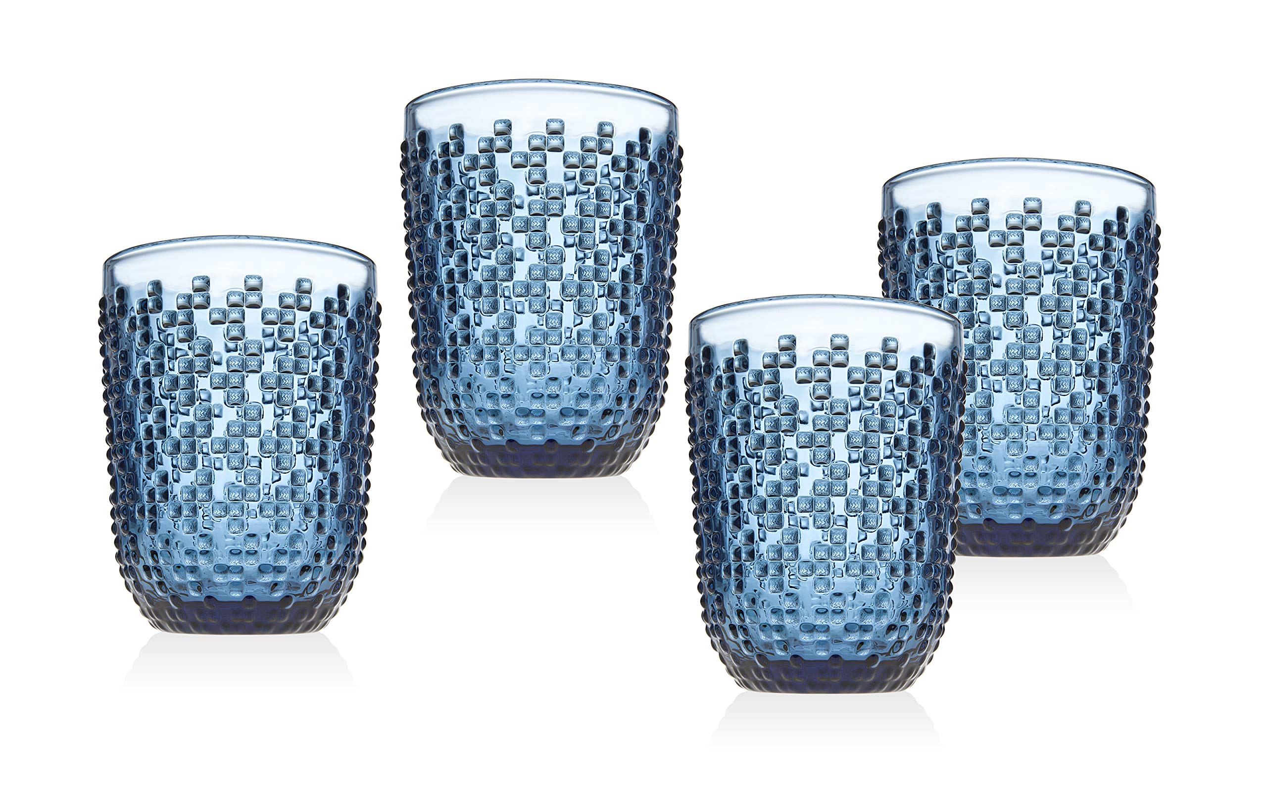 Godinger Double Old Fashioned Glasses, Beverage Glass, Glass Cup – Blue – Set of 4