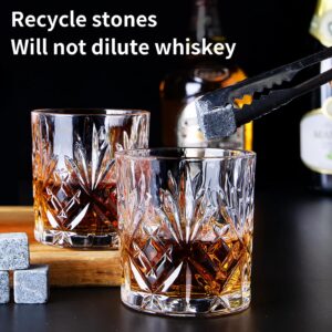INFTYLE Whiskey Glasses Set of 2 Whisky Glass Rocks Glasses Tumblers 11oz Old Fashioned Glass Bourbon Scotch Drinking Cups for Cognac Cocktail Bourbon Rum Brandy Bar Men Gift