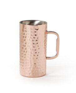 get mm-16-hcpr/ss double wall insulated copper beer mug, 16 ounce, hammered copper/stainless