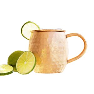 Alchemade Copper Barrel Mug for Moscow Mules - 16 oz - 100% Pure Hammered Copper - Heavy Gauge - No lining - includes FREE E-Recipe book