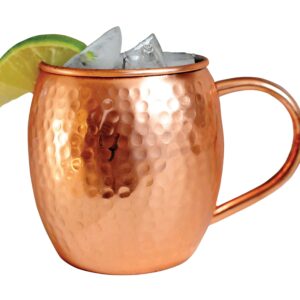 Alchemade Copper Barrel Mug for Moscow Mules - 16 oz - 100% Pure Hammered Copper - Heavy Gauge - No lining - includes FREE E-Recipe book