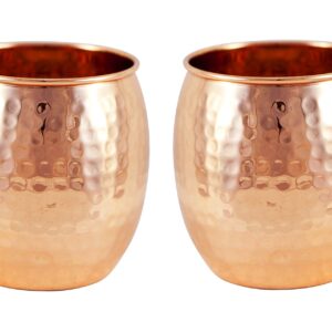 Alchemade Copper Barrel Mug for Moscow Mules - 16 oz - 100% Pure Hammered Copper - Heavy Gauge - No lining - includes FREE E-Recipe book