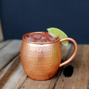 Alchemade Copper Barrel Mug for Moscow Mules - 16 oz - 100% Pure Hammered Copper - Heavy Gauge - No lining - includes FREE E-Recipe book