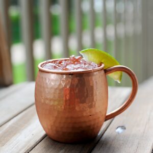 Alchemade Copper Barrel Mug for Moscow Mules - 16 oz - 100% Pure Hammered Copper - Heavy Gauge - No lining - includes FREE E-Recipe book