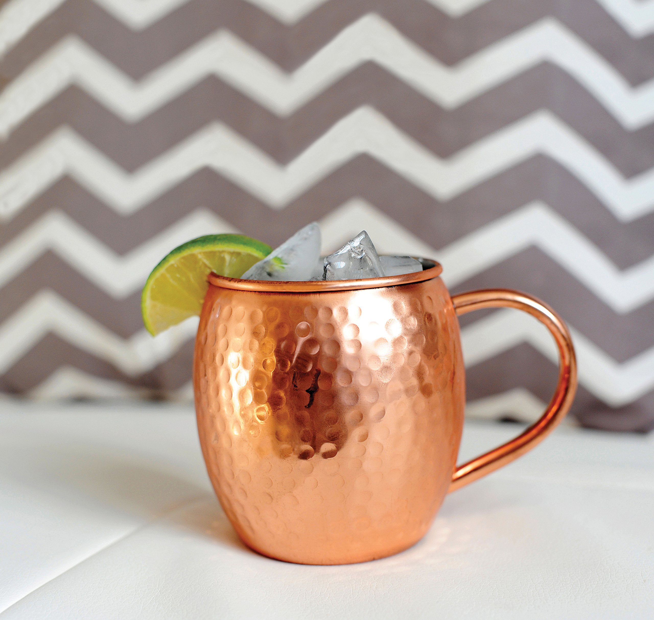 Alchemade Copper Barrel Mug for Moscow Mules - 16 oz - 100% Pure Hammered Copper - Heavy Gauge - No lining - includes FREE E-Recipe book