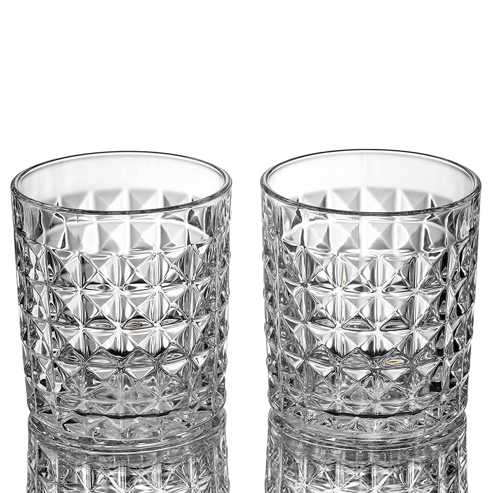 Whiskey Glasses Set of 2, 10.5 oz Old Fashioned Rocks Glass Whiskey Tumblers Home Bar Drinks Bourbon Scotch Lowball Glass, Rum, Whiskey Glassware and Cocktail Glasses(10.5OZ-1)