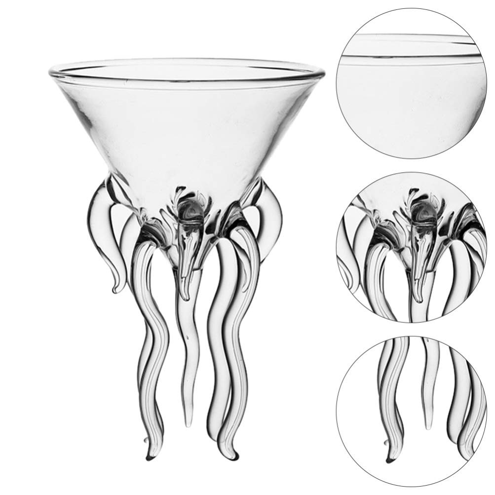 DOITOOL Octopus Cocktail Glass, 3Pcs Martini Glass Creative Cocktail Drinkware Bar Goblet Tools for Home Party Banquet Wedding ( Transparent )