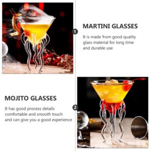 DOITOOL Octopus Cocktail Glass, 3Pcs Martini Glass Creative Cocktail Drinkware Bar Goblet Tools for Home Party Banquet Wedding ( Transparent )