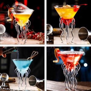 DOITOOL Octopus Cocktail Glass, 3Pcs Martini Glass Creative Cocktail Drinkware Bar Goblet Tools for Home Party Banquet Wedding ( Transparent )