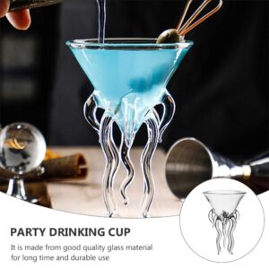 DOITOOL Octopus Cocktail Glass, 3Pcs Martini Glass Creative Cocktail Drinkware Bar Goblet Tools for Home Party Banquet Wedding ( Transparent )