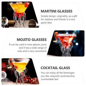 DOITOOL Octopus Cocktail Glass, 3Pcs Martini Glass Creative Cocktail Drinkware Bar Goblet Tools for Home Party Banquet Wedding ( Transparent )