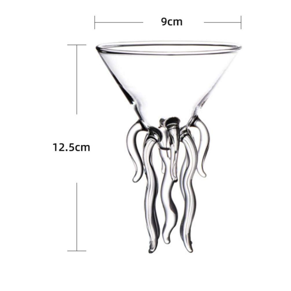 DOITOOL Octopus Cocktail Glass, 3Pcs Martini Glass Creative Cocktail Drinkware Bar Goblet Tools for Home Party Banquet Wedding ( Transparent )