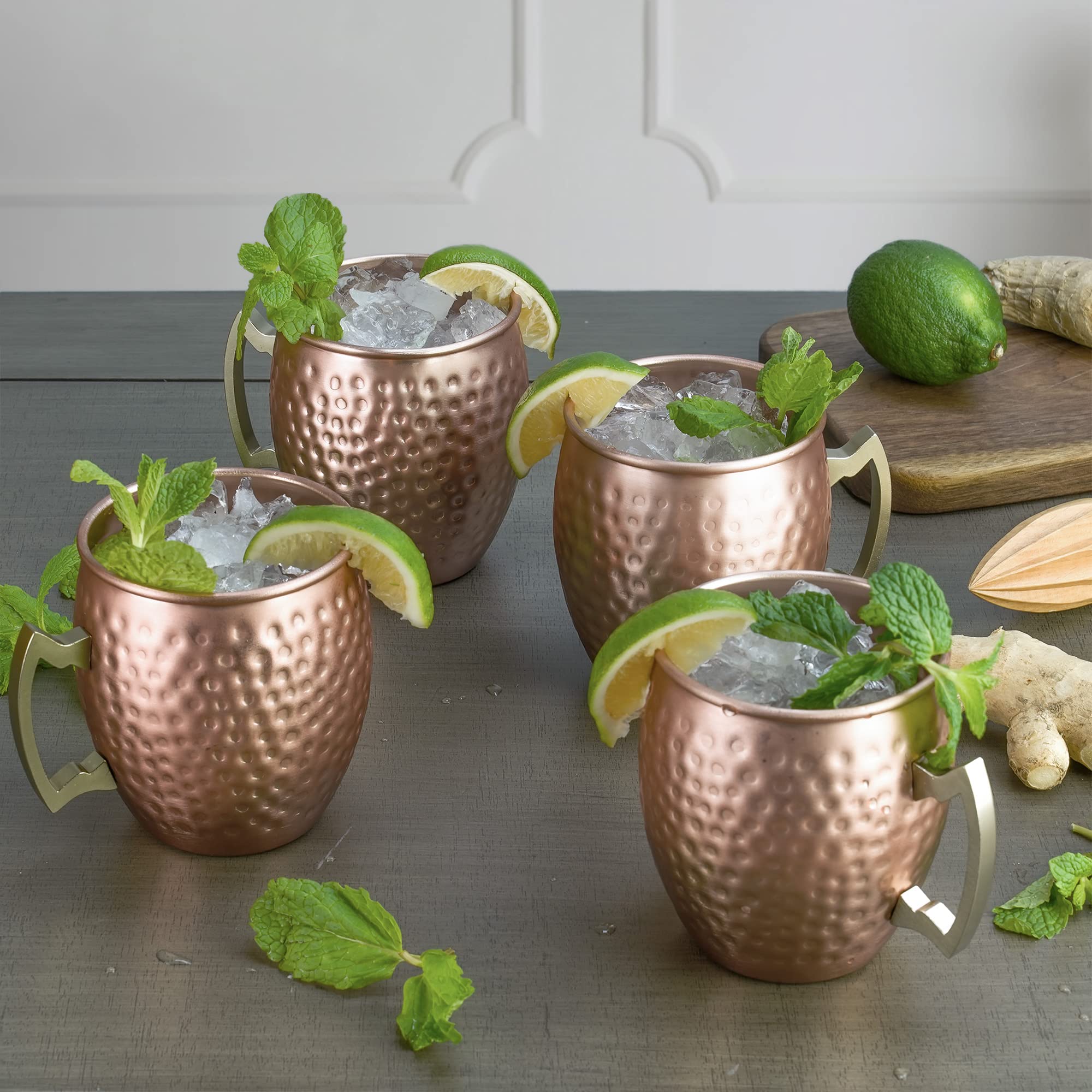 Arora Metal Moscow Mule Copper Color Tumbler, Aluminum 22oz Cup, Set of 4