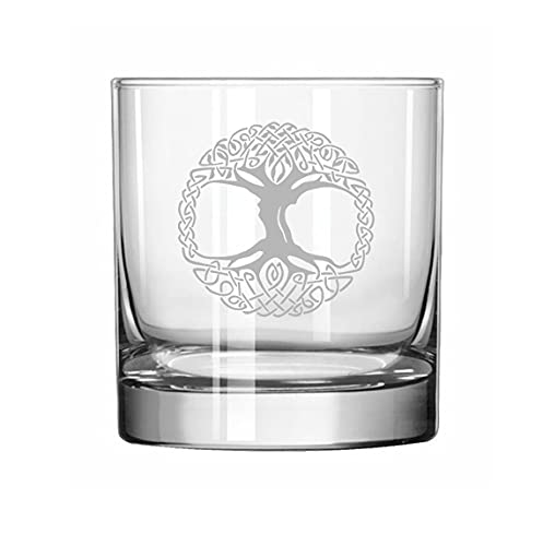 MIP Brand Rocks Whiskey Old Fashioned Glass Celtic Tree Of Life Irish