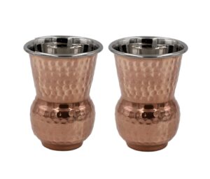 bona fide hammered outside pure copper inside nickel plated tumbler moscow mule mugs copper tumbler cups pure copper glass for mule cocktail beverages soft drinks handcrafted set of 2 (400) ml 13 oz