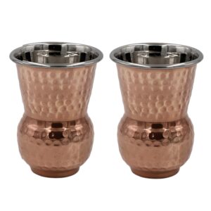 bona fide Hammered Outside pure Copper Inside Nickel Plated Tumbler Moscow Mule Mugs Copper Tumbler Cups pure copper glass for mule cocktail beverages soft drinks Handcrafted Set of 2 (400) ml 13 oz