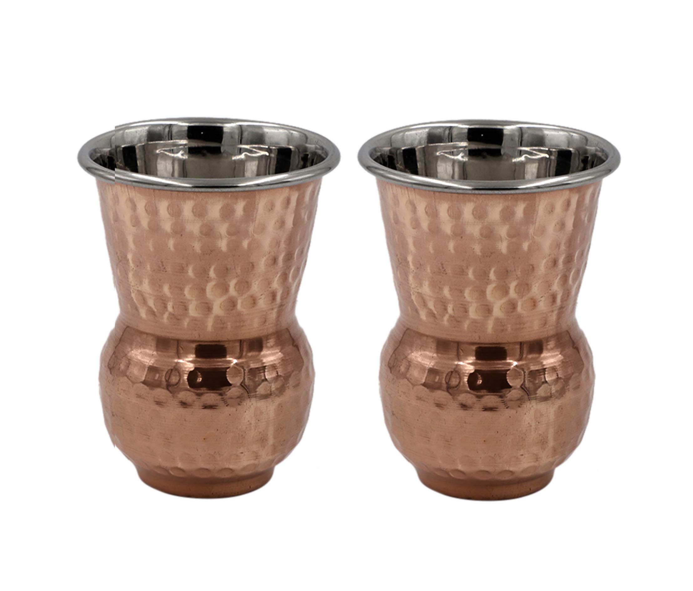 bona fide Hammered Outside pure Copper Inside Nickel Plated Tumbler Moscow Mule Mugs Copper Tumbler Cups pure copper glass for mule cocktail beverages soft drinks Handcrafted Set of 2 (400) ml 13 oz