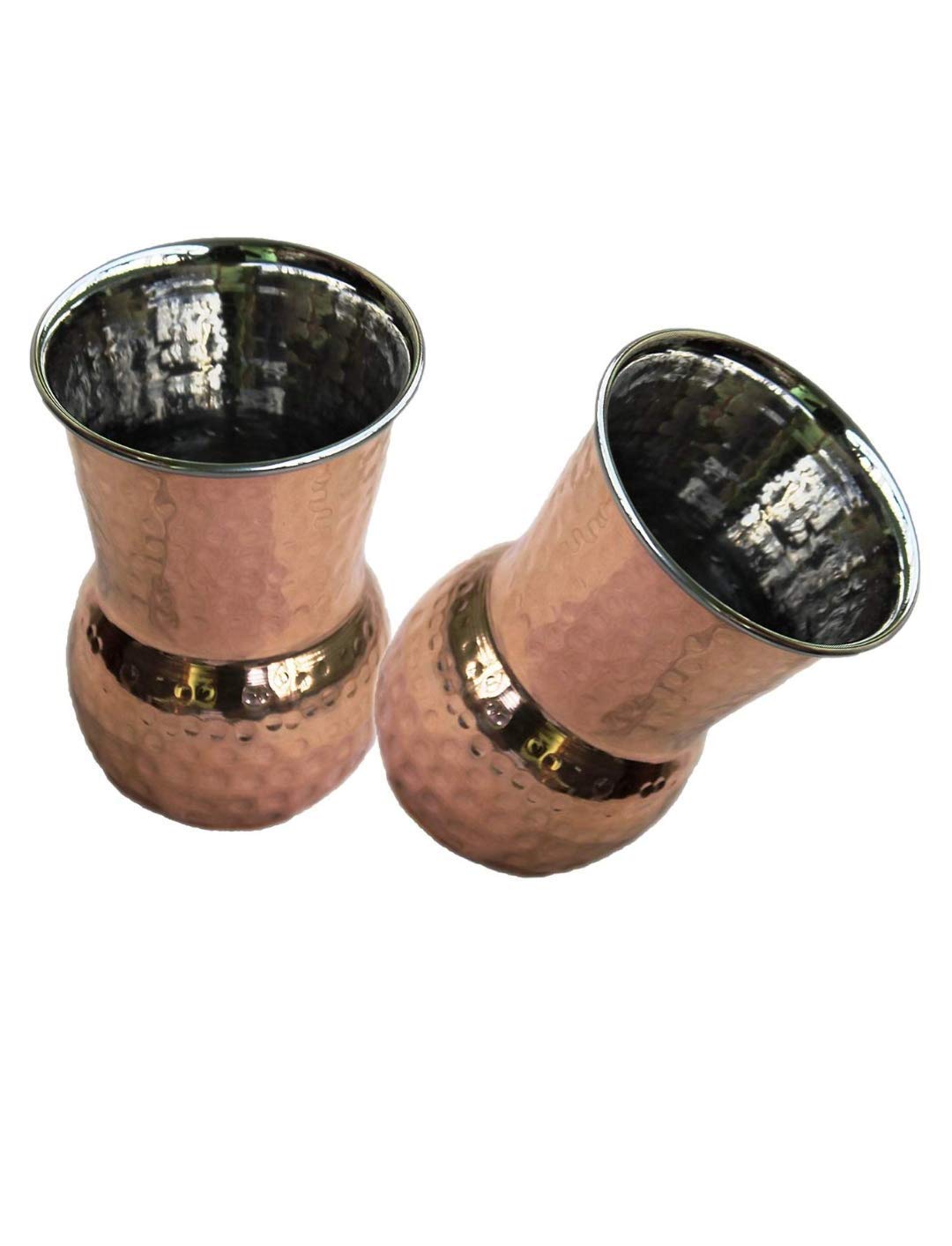 bona fide Hammered Outside pure Copper Inside Nickel Plated Tumbler Moscow Mule Mugs Copper Tumbler Cups pure copper glass for mule cocktail beverages soft drinks Handcrafted Set of 2 (400) ml 13 oz