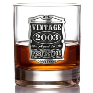 english pewter company vintage years 2003 21st birthday old fashioned whisky rocks glass tumbler - unique gift idea for men [vin006]