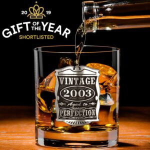 English Pewter Company Vintage Years 2003 21st Birthday Old Fashioned Whisky Rocks Glass Tumbler - Unique Gift Idea For Men [VIN006]