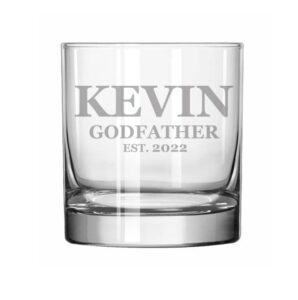 custom engraved glass personalized godfather est new (11 oz rocks whiskey)