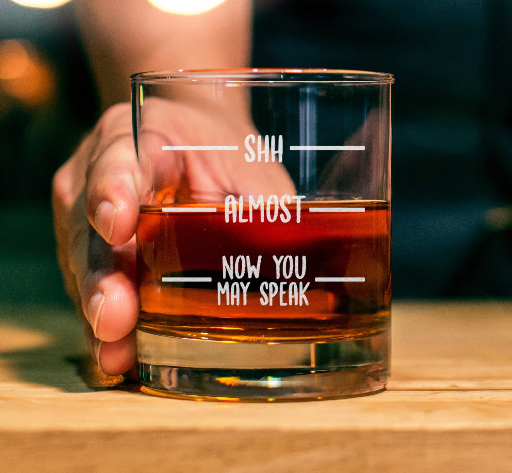 CARVELITA Shh Almost Now You May Speak Whiskey Glass - 11oz Old Fashioned Rocks Glass, Cool Novelty Birthday Gift for Men, Friends, Husband, Boyfriend, Dad, Coworkers or Boss