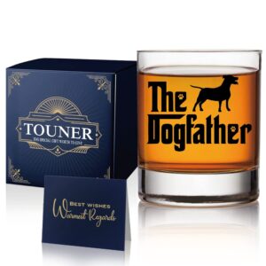 touner labrador retriever themed whiskey glasses, the dogfather whiskey glass, dog lover gifts for him, dog dad gifts for men, fathers day birthday gifts from dog dad, unique gift for dog lovers